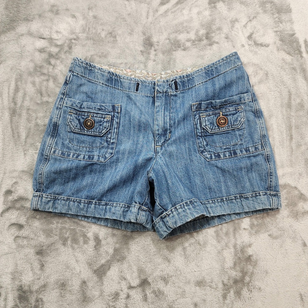 Vintage Riders Shorts Womens 10 Blue Cargo Button Flap‎ Pockets Casual Gorpcore